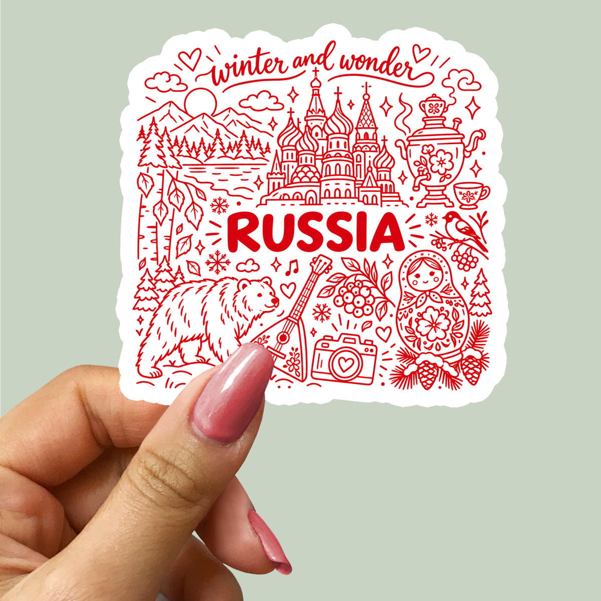 Russia Cultural Symbols Sticker