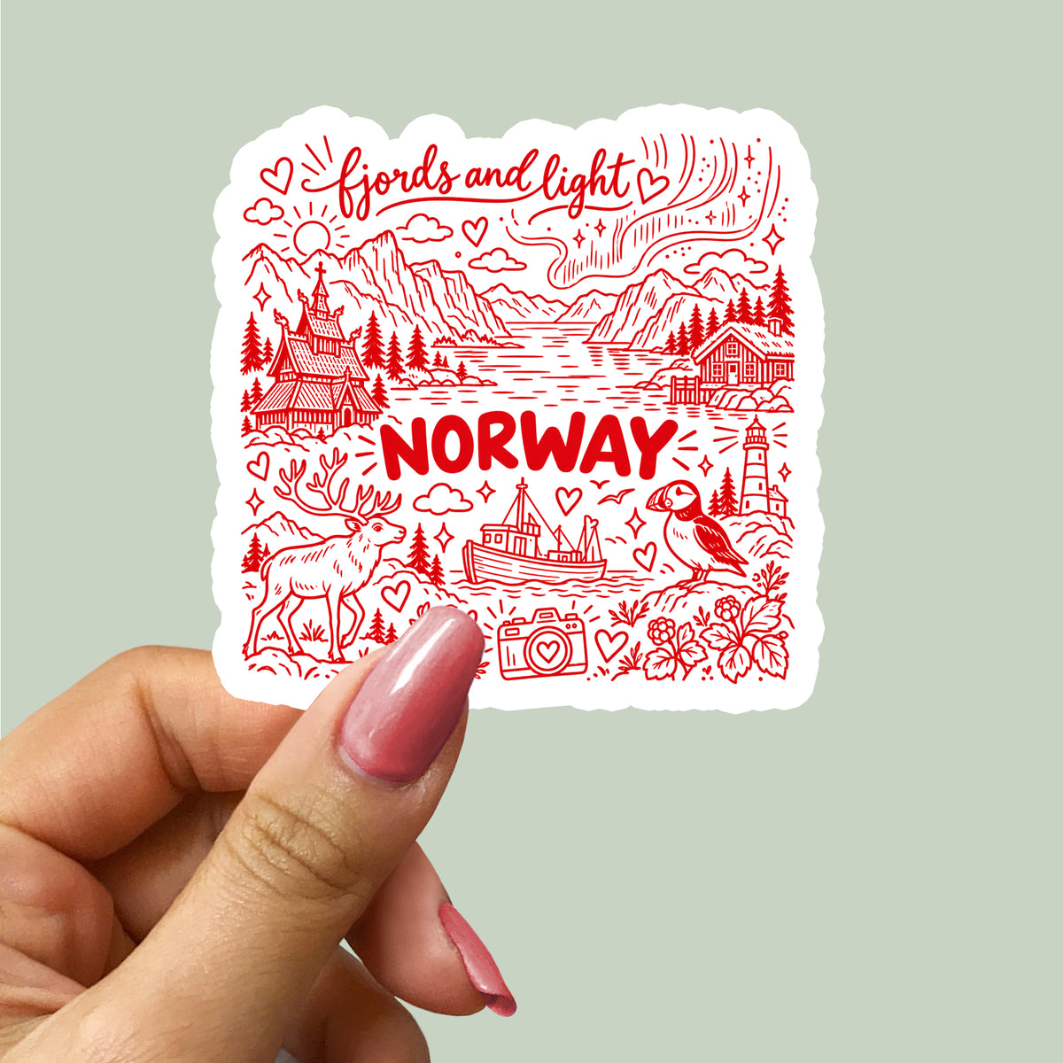 Norway Nature Illustration Sticker