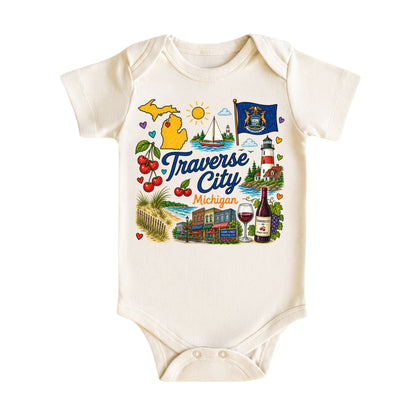 Traverse City Michigan Baby Bodysuit for Boys Girls
