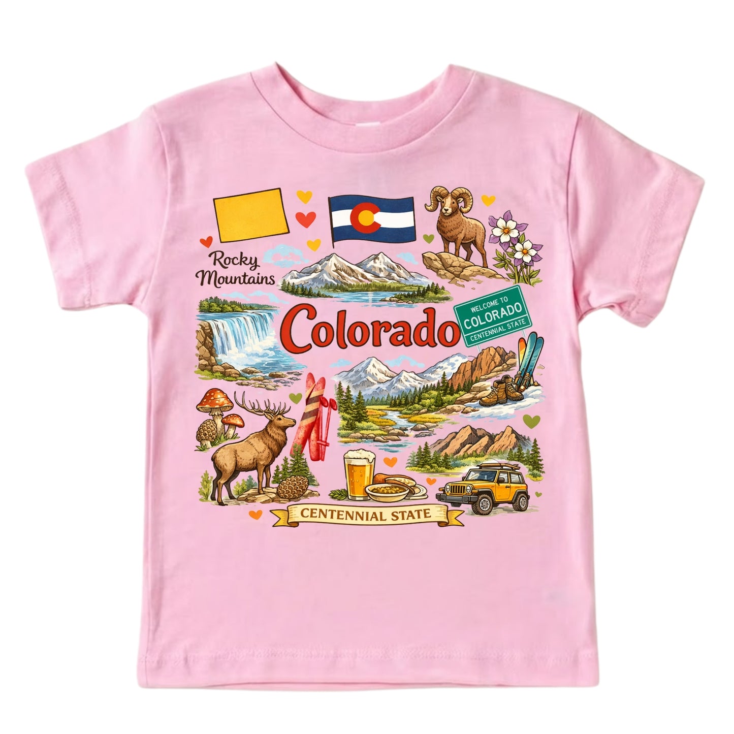 Colorado State Symbols Kids T-Shirt