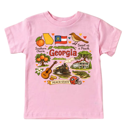 Georgia State Symbols Kids T-Shirt
