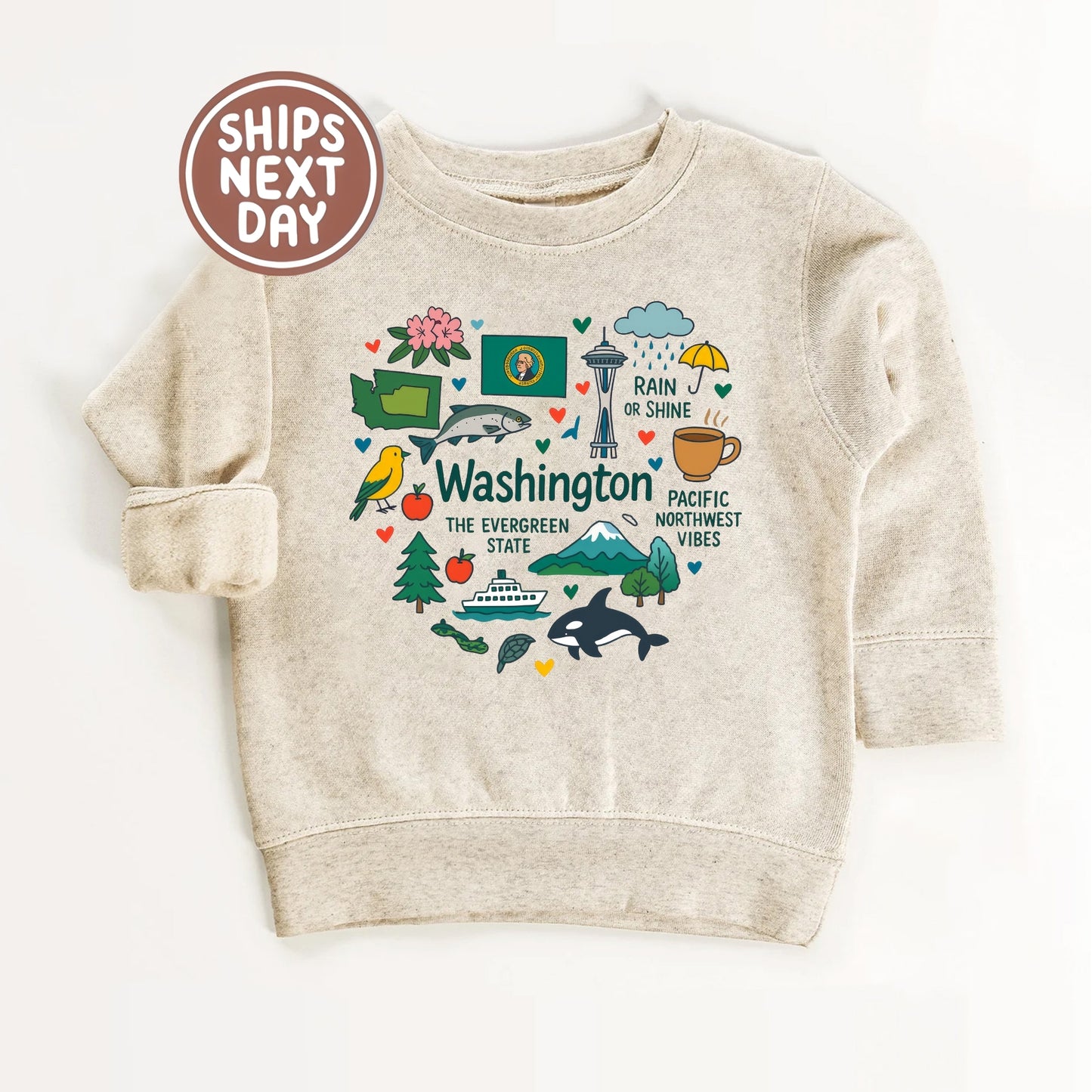 Washington Kids T-Shirt – Evergreen State Icons