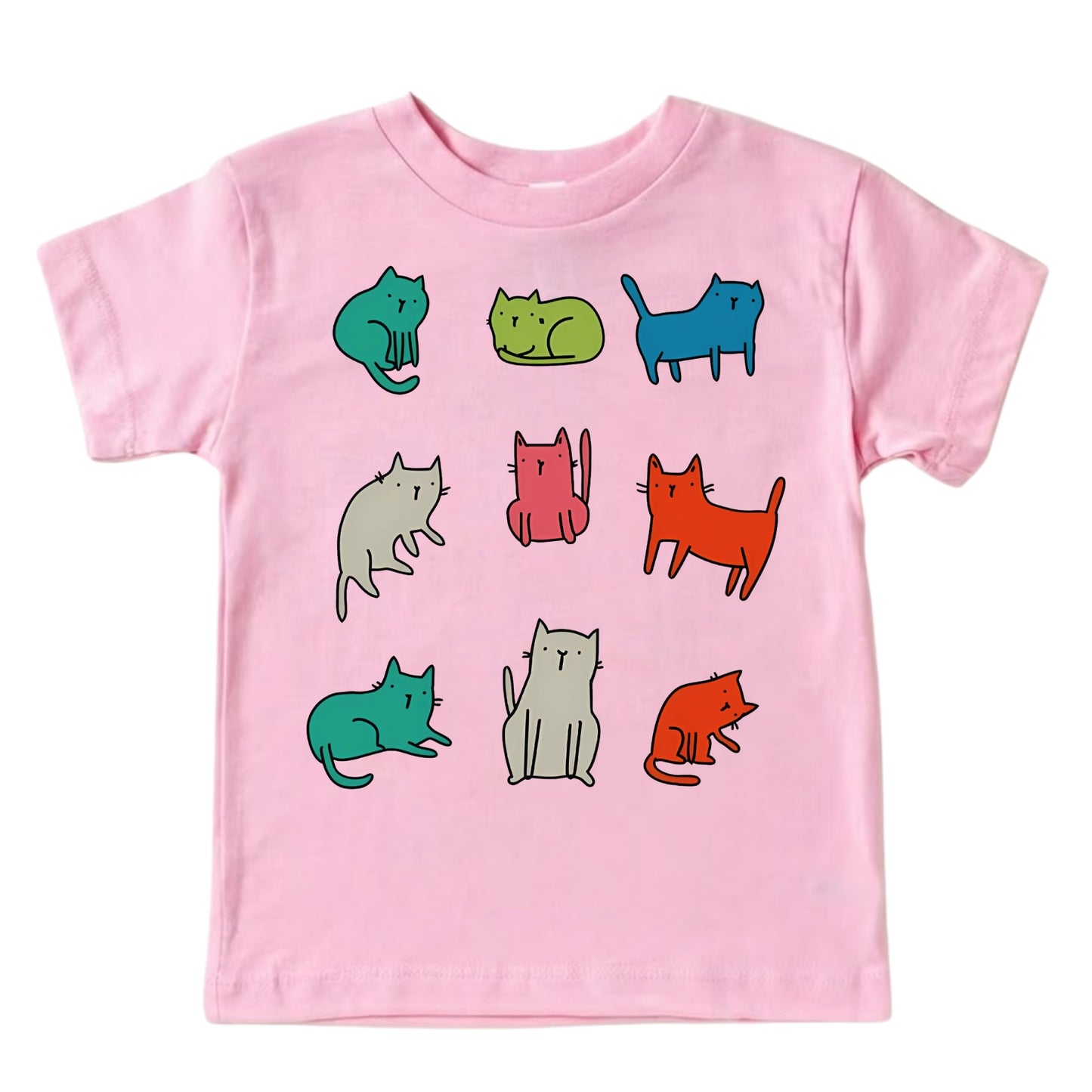 Colorful Doodle Cats Kids T-Shirt