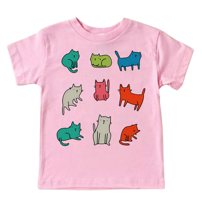Colorful Doodle Cats Kids T-Shirt