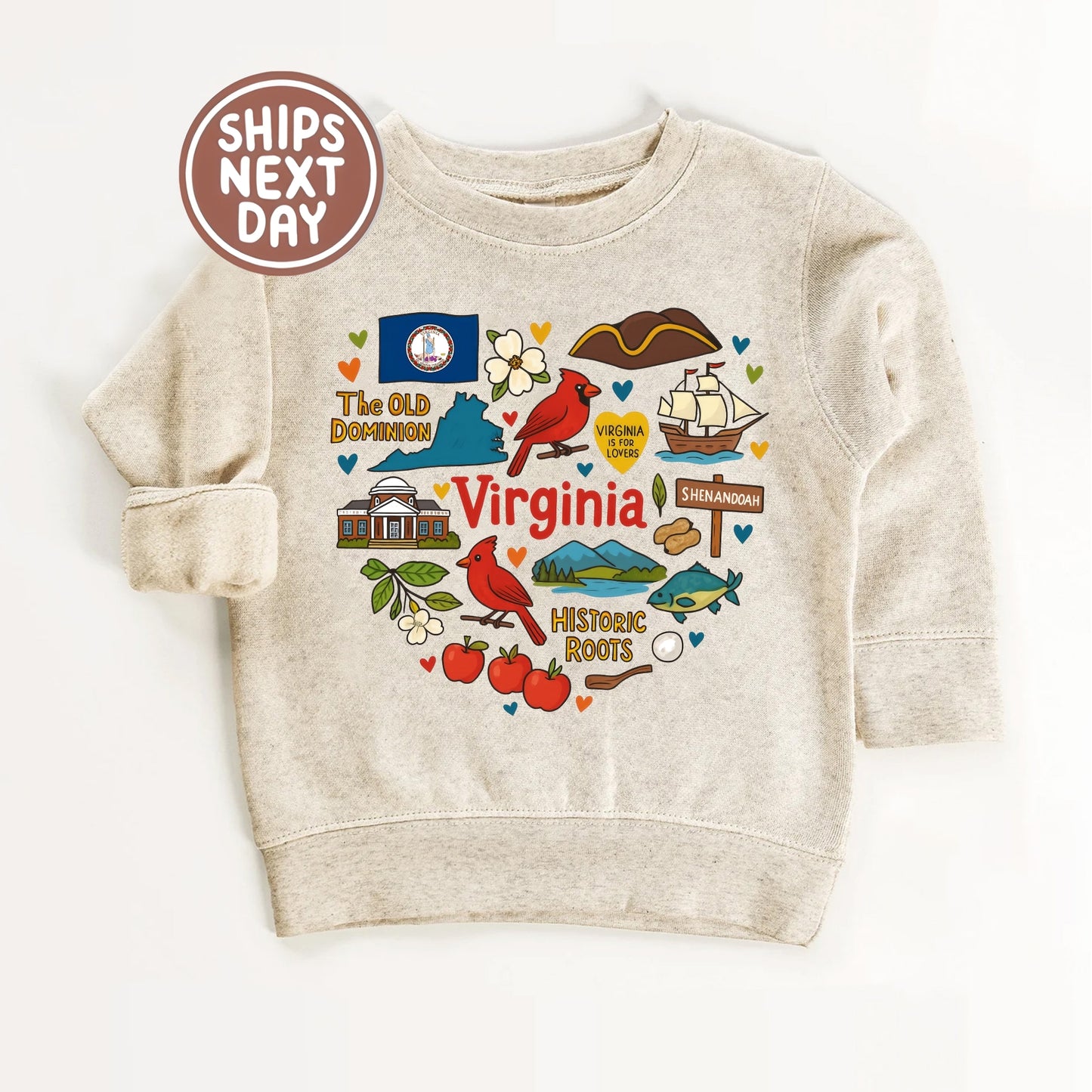 Virginia Kids Sweatshirt – Old Dominion State Icons