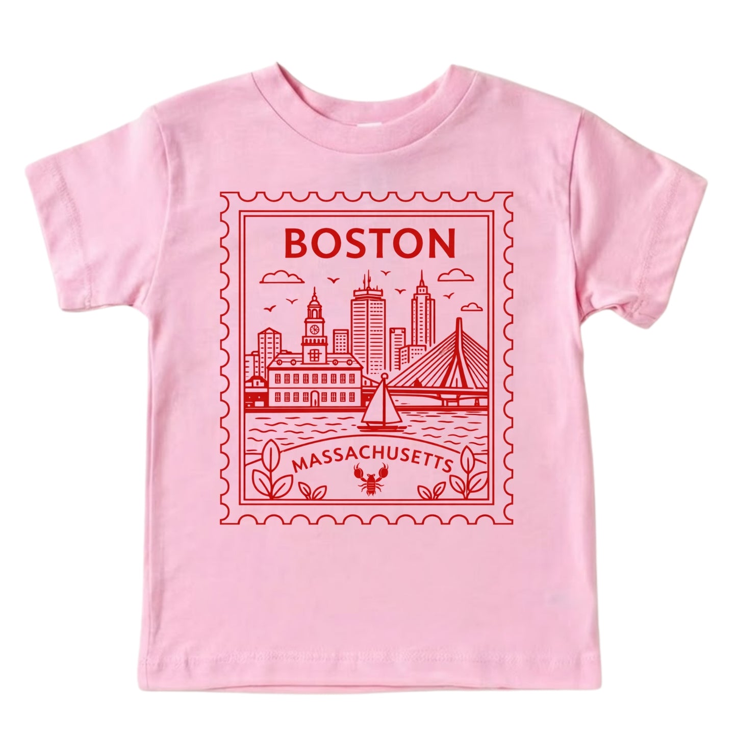 Boston Massachusetts Kids Vintage Postage Stamp T-Shirt