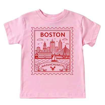 Boston Massachusetts Kids Vintage Postage Stamp T-Shirt