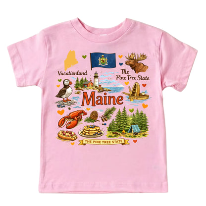 Maine State Symbols Kids T-Shirt