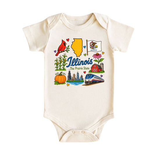 Illinois Baby Bodysuit for Boys Girls