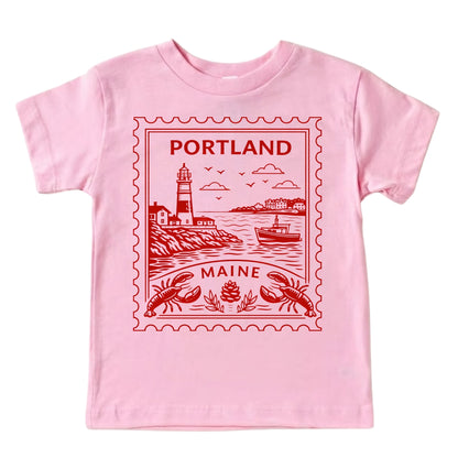 Portland Maine Kids Vintage Postage Stamp T-Shirt