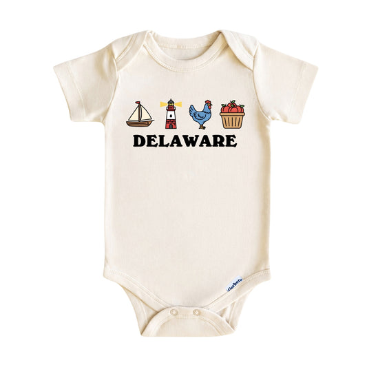 Delaware Baby Onesie ®, First State Baby Bodysuit for Boys Girls