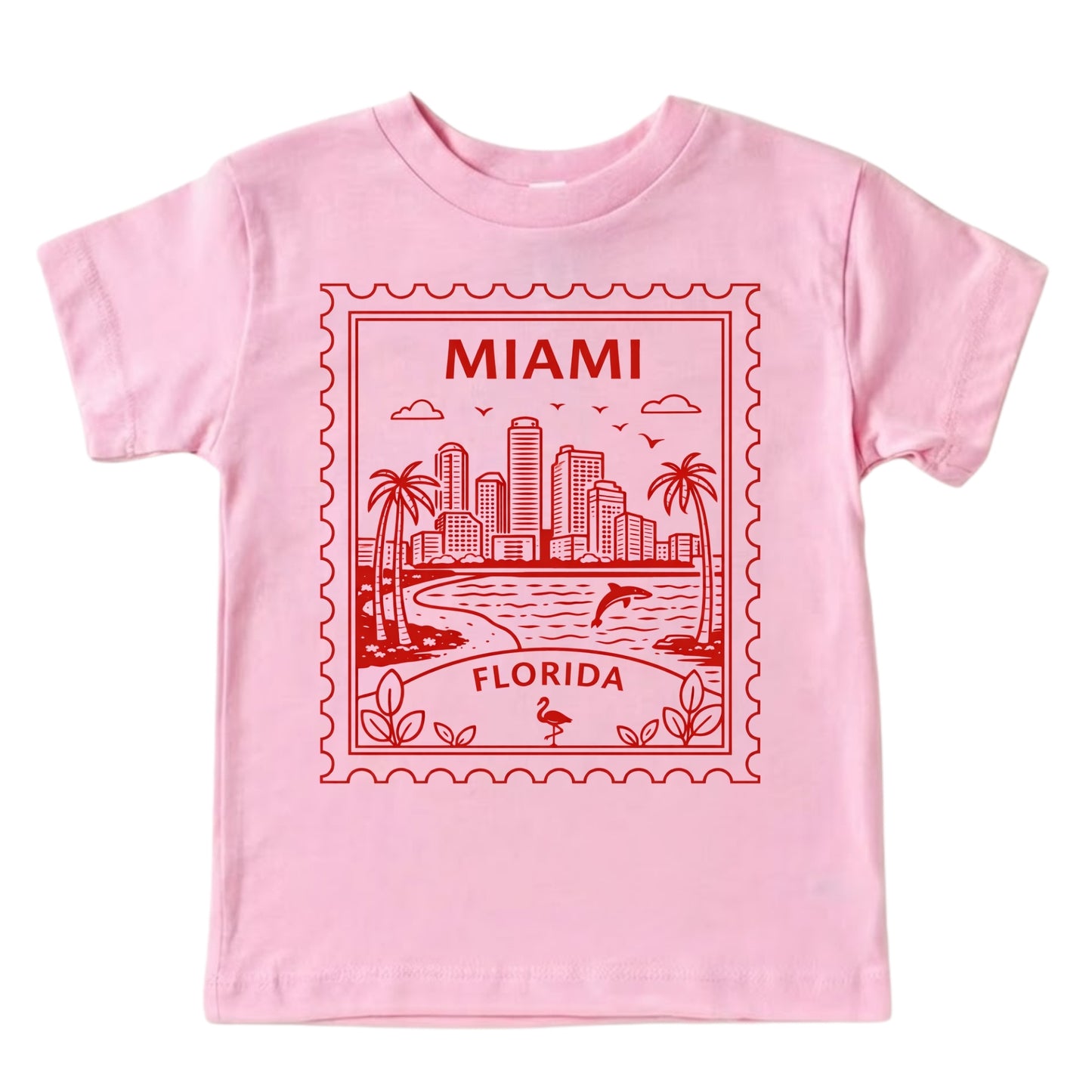 Miami Florida Kids Vintage Postage Stamp T-Shirt