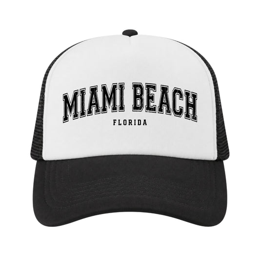 Miami Beach Trucker Hat for Kids & Adults, Miami Beach Florida Vacation, Souvenir Gifts