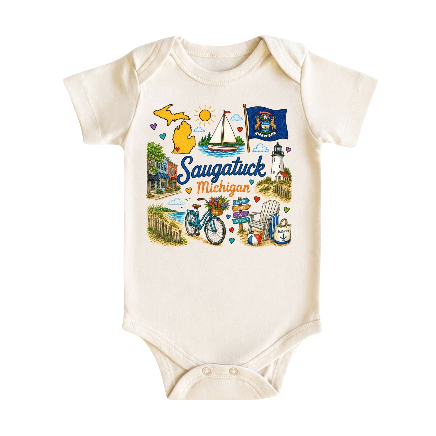 Saugatuck Michigan Baby Bodysuit for Boys Girls