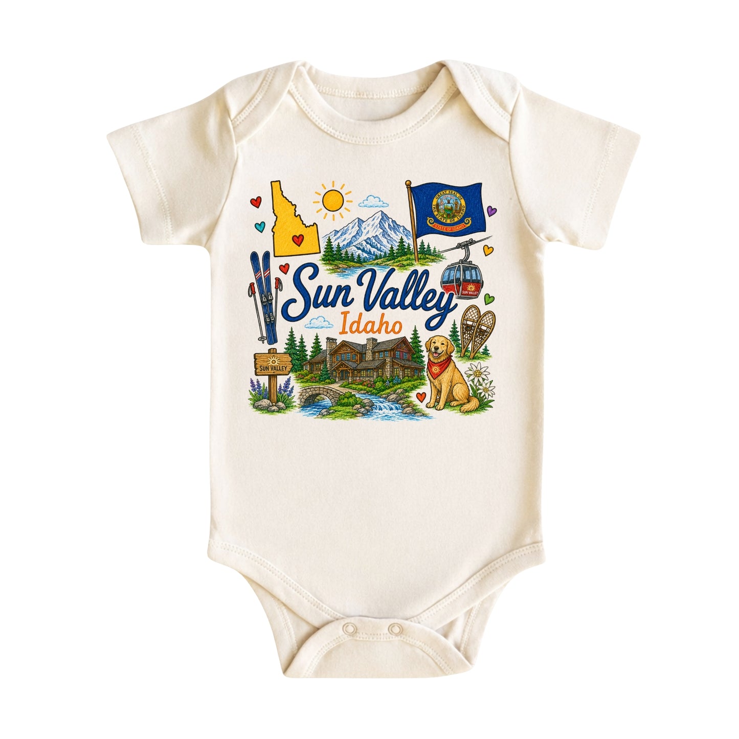 Sun Valley Idaho Baby Bodysuit for Boys Girls