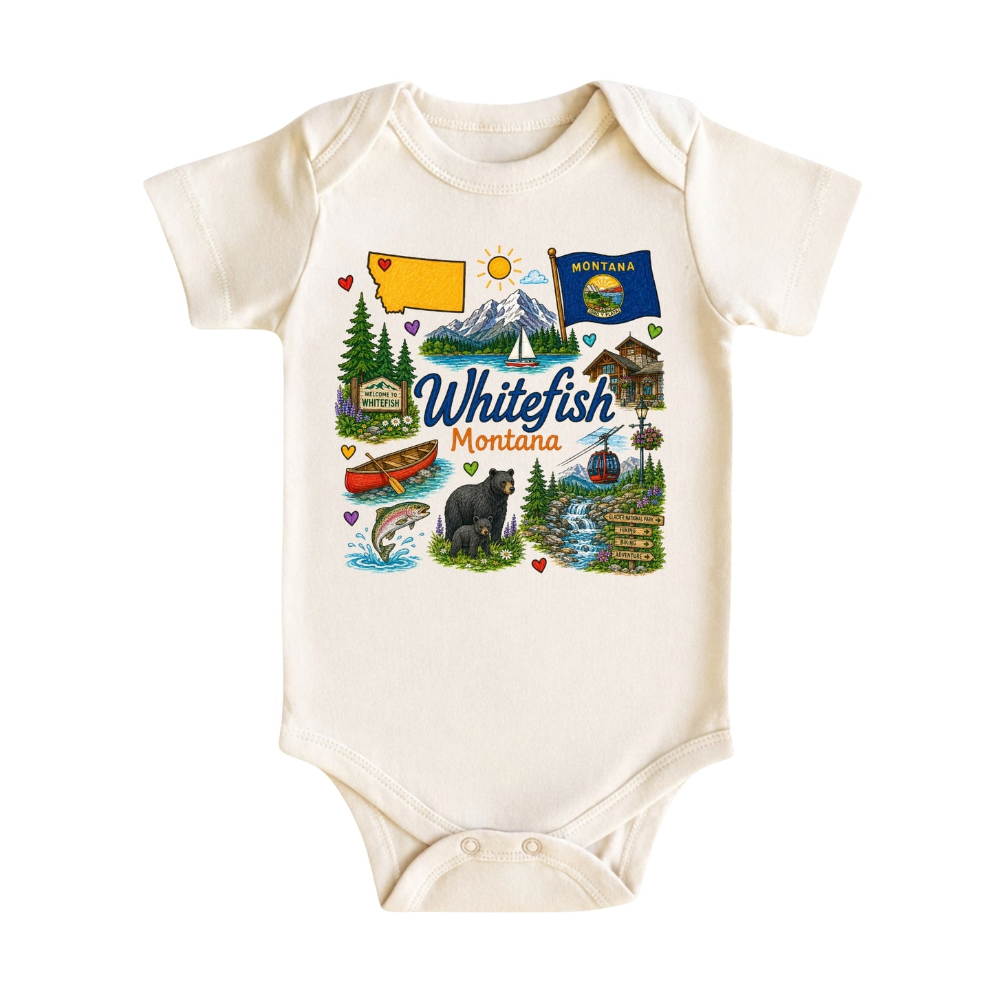 Whitefish Montana Baby Bodysuit for Boys Girls