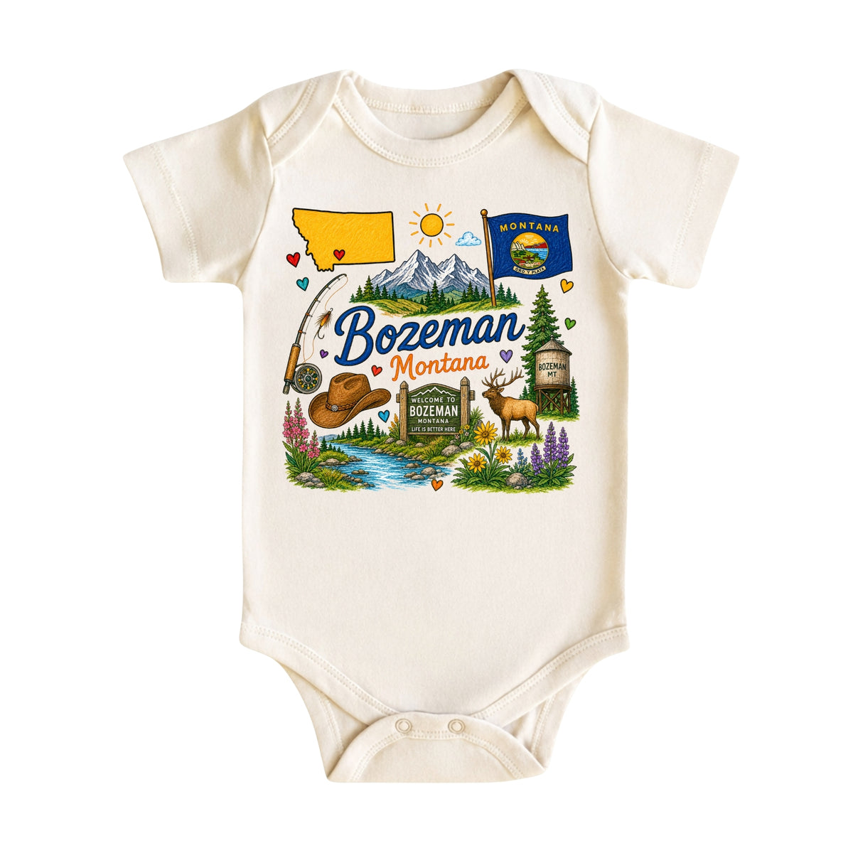 Bozeman Montana Baby Bodysuit for Boys Girls