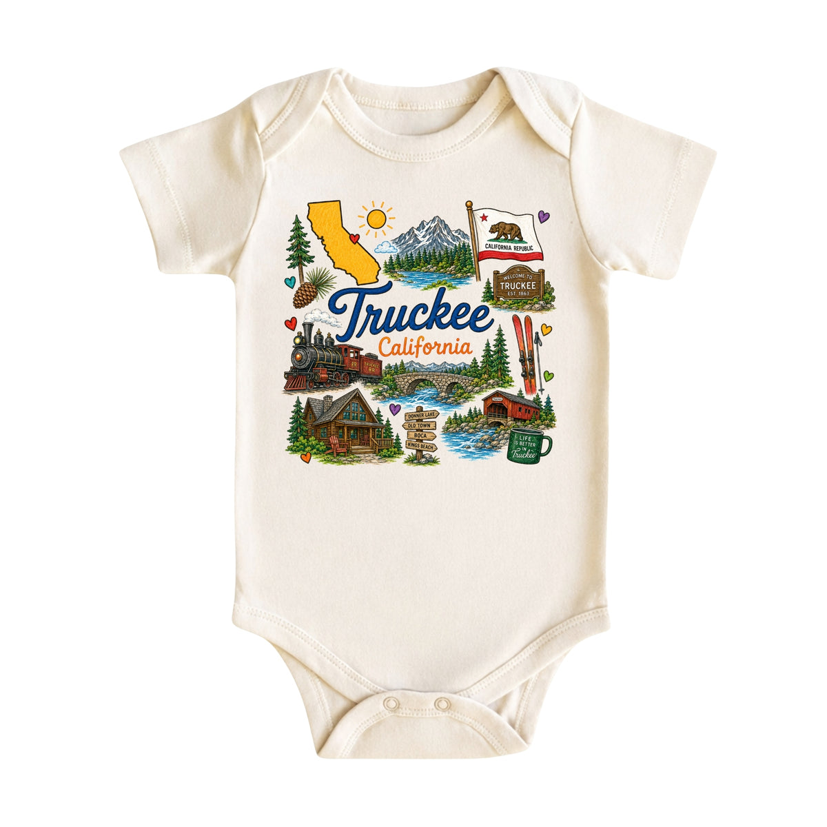 Truckee California Baby Bodysuit for Boys Girls
