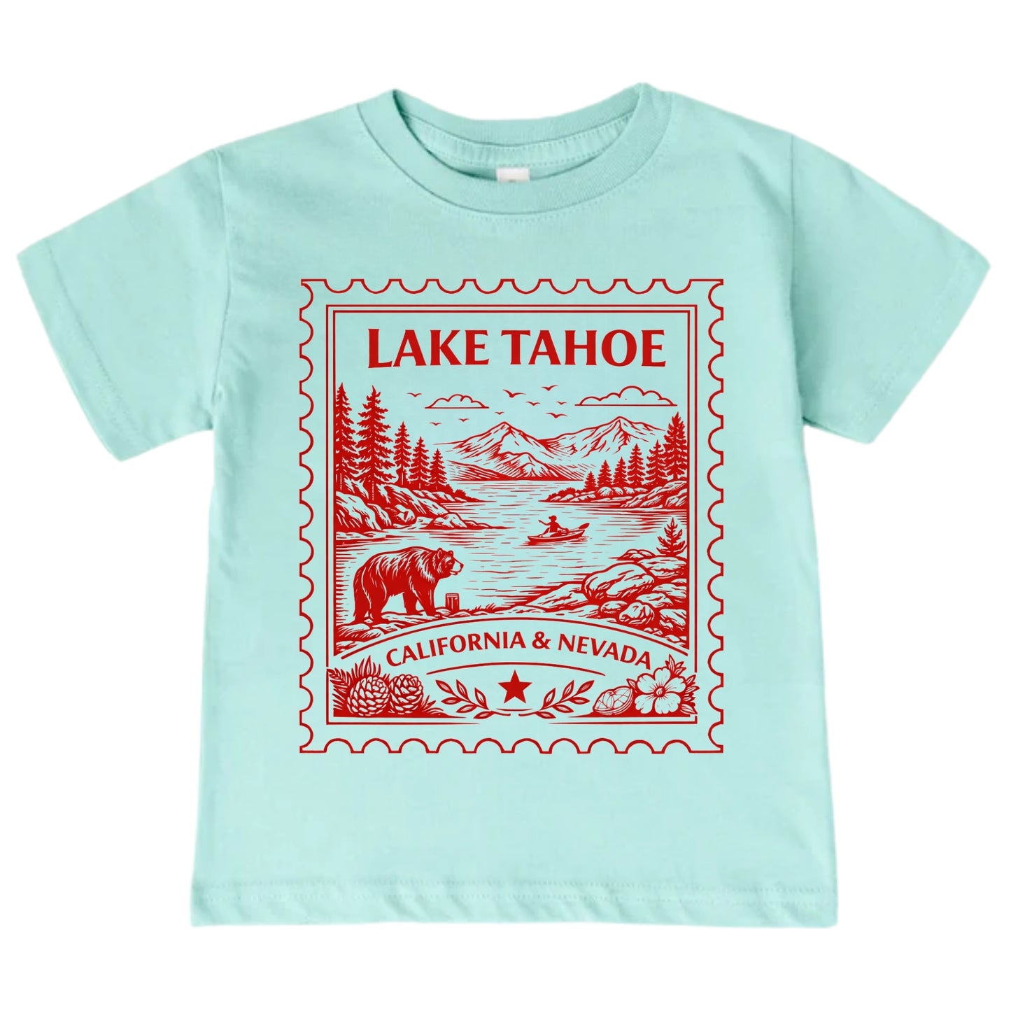 Lake Tahoe California & Nevada Kids Vintage Postage Stamp T-Shirt