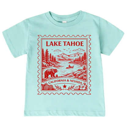Lake Tahoe California & Nevada Kids Vintage Postage Stamp T-Shirt