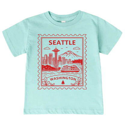 Seattle Washington Kids Vintage Postage Stamp T-Shirt