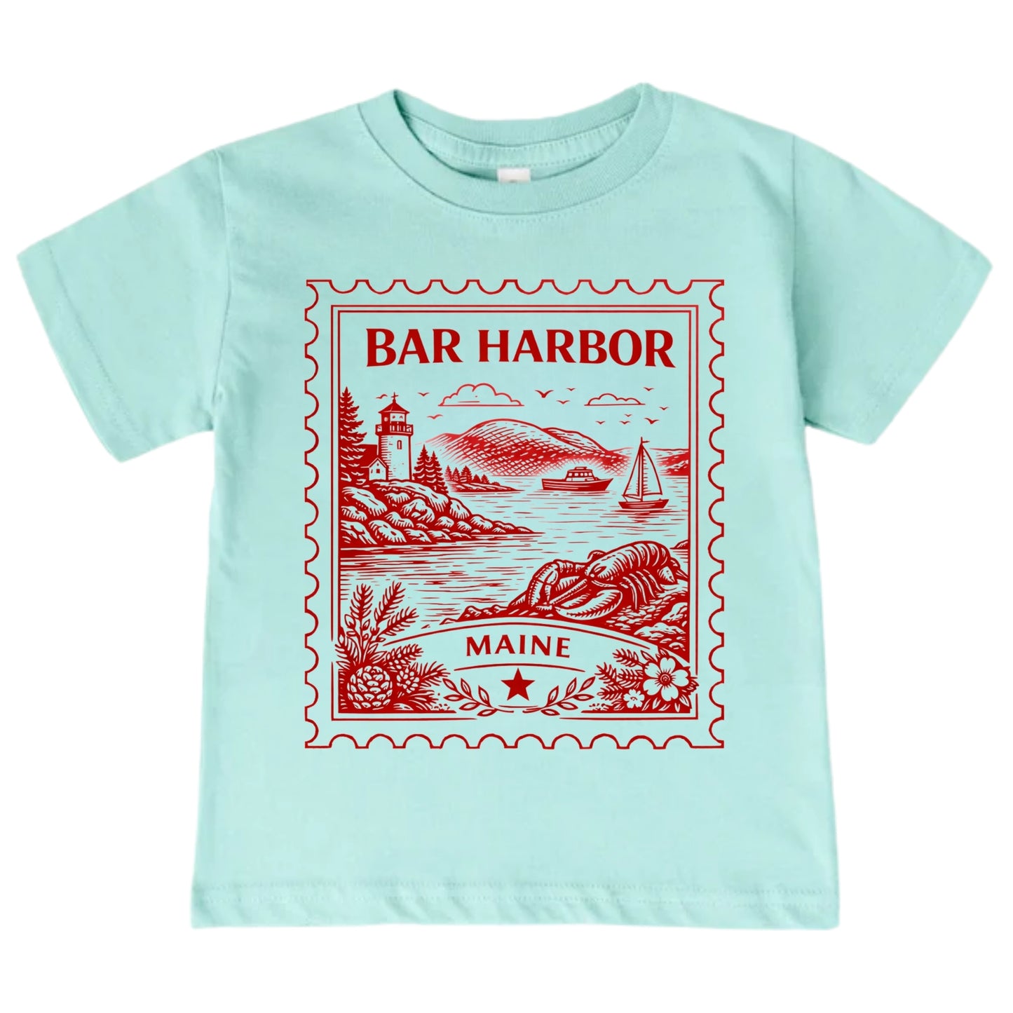 Bar Harbor Maine Kids Vintage Postage Stamp T-Shirt