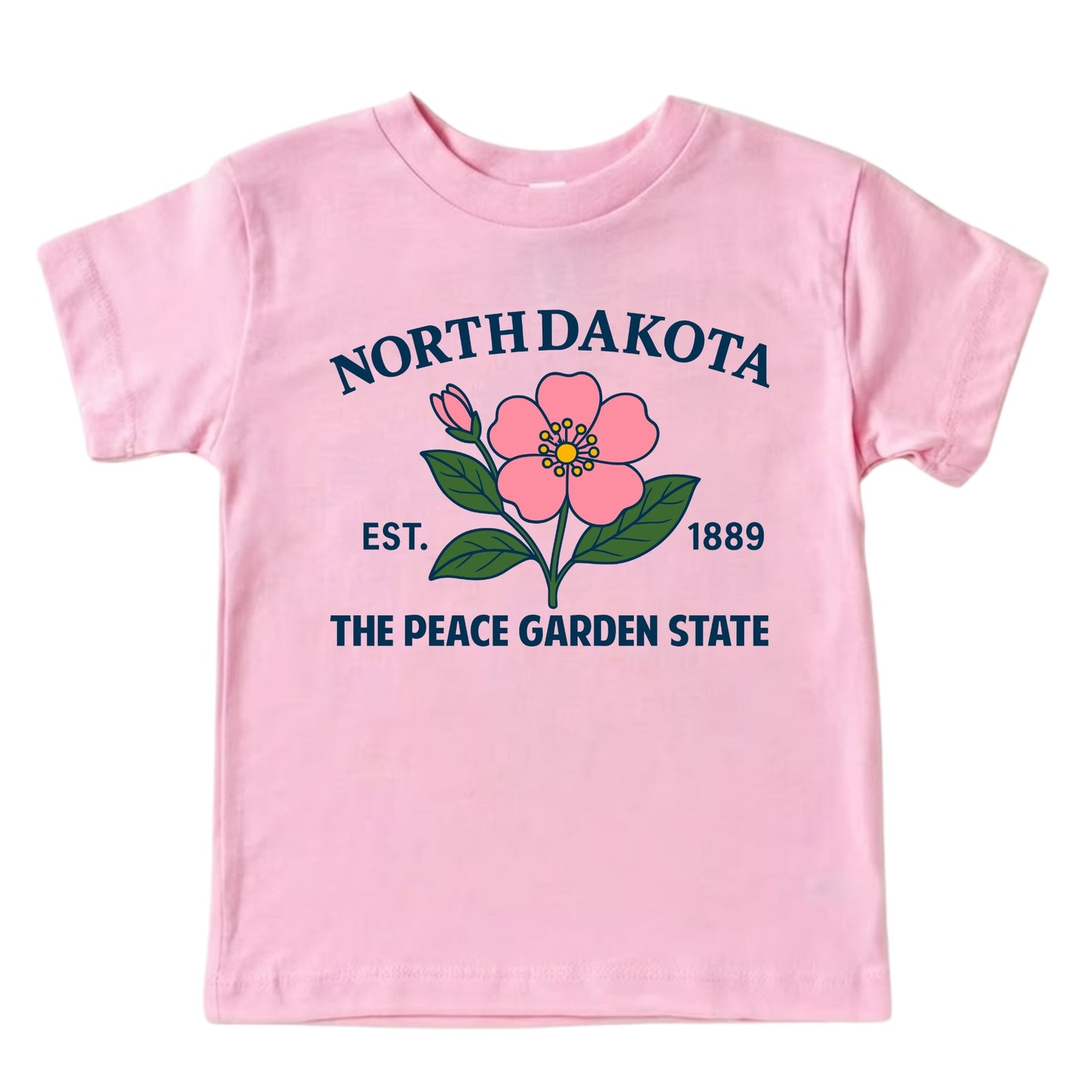 North Dakota Wild Prairie Rose Floral Kids T-Shirt