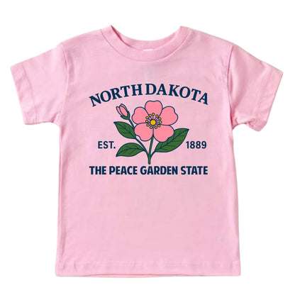 North Dakota Wild Prairie Rose Floral Kids T-Shirt