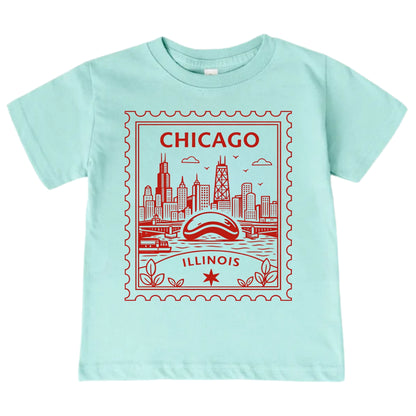Chicago Illinois Kids Vintage Postage Stamp T-Shirt