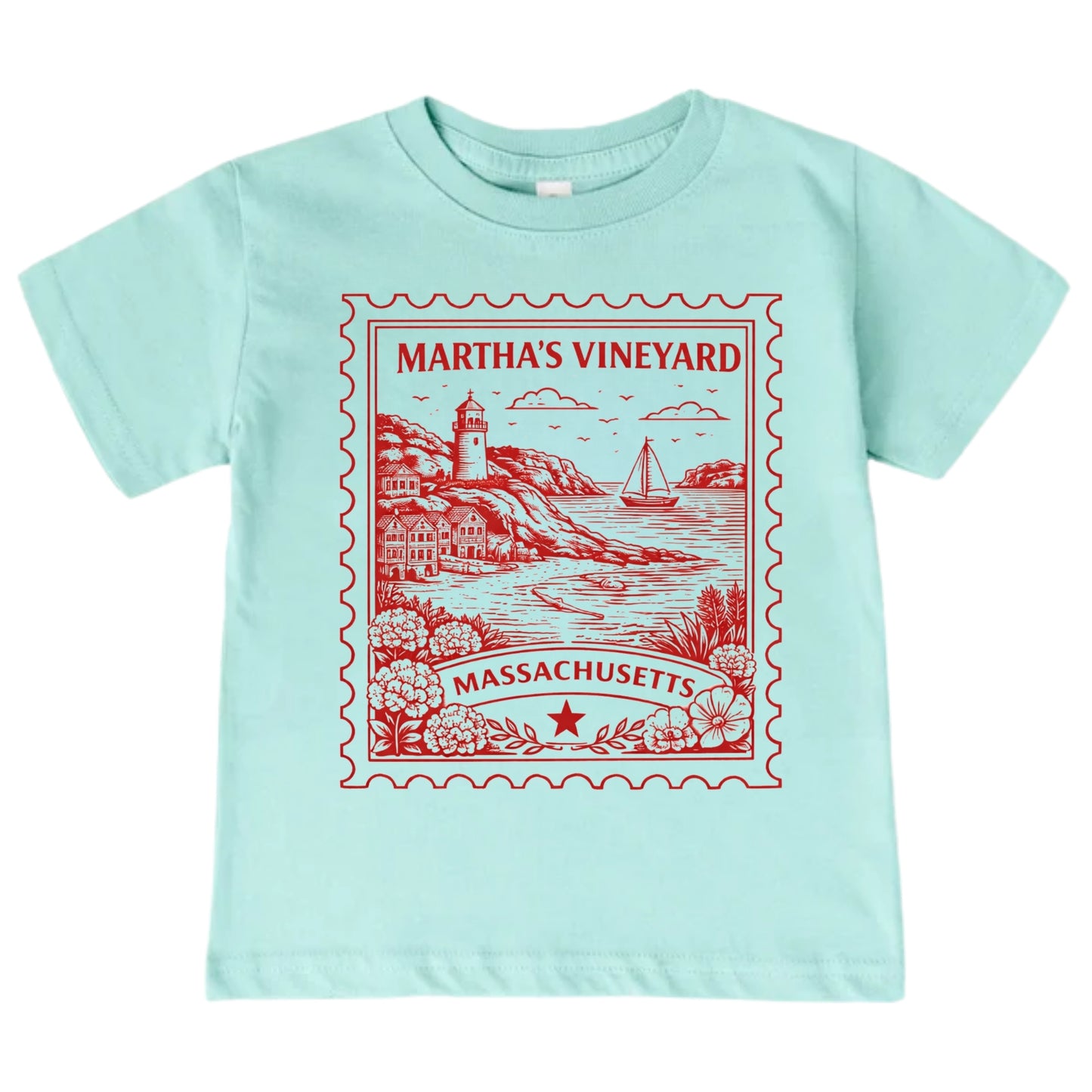 Martha's Vineyard Massachusetts Kids Vintage Postage Stamp T-Shirt