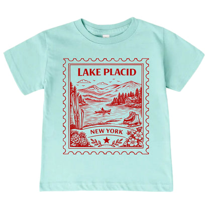 Lake Placid New York Kids Vintage Postage Stamp T-Shirt