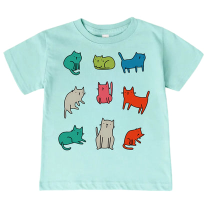 Colorful Doodle Cats Kids T-Shirt