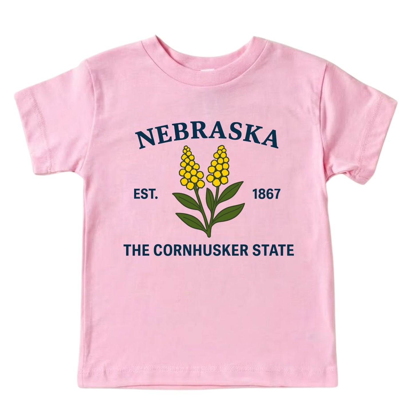 Nebraska Goldenrod Floral Kids T-Shirt