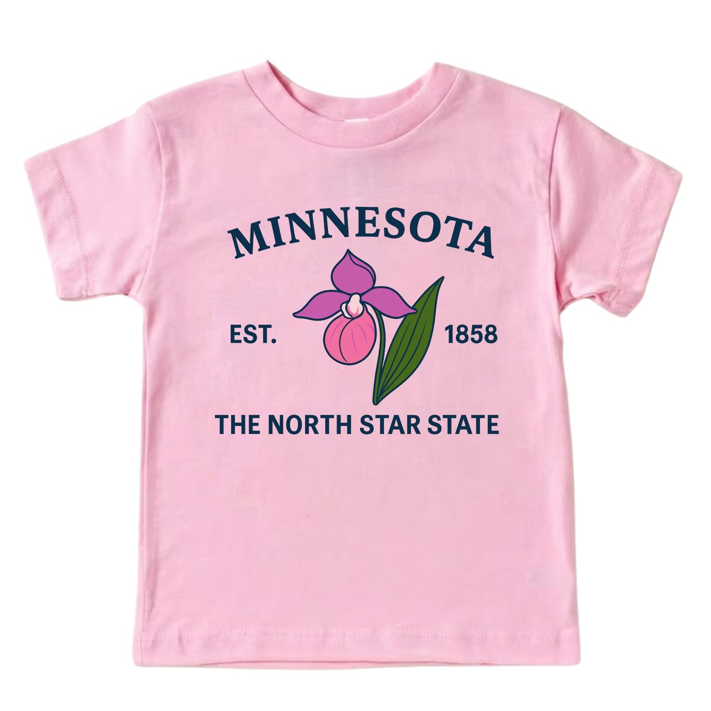 Minnesota Showy Lady's Slipper Floral Kids T-Shirt
