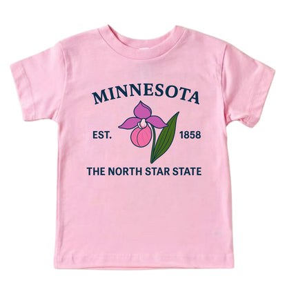 Minnesota Showy Lady's Slipper Floral Kids T-Shirt