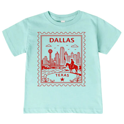 Dallas Texas Kids Vintage Postage Stamp T-Shirt