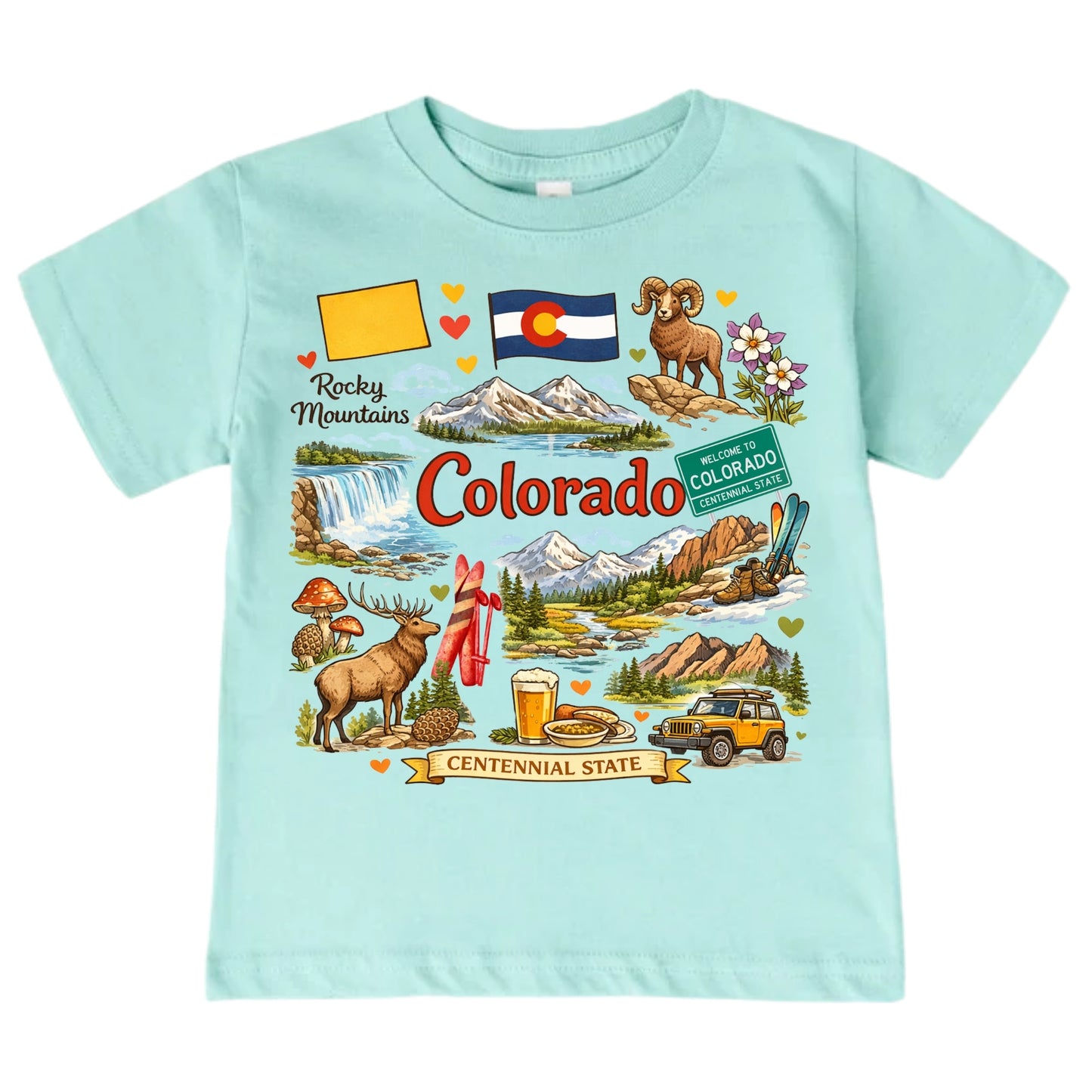 Colorado State Symbols Kids T-Shirt