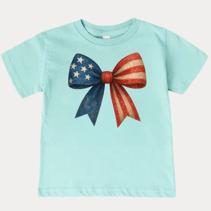 Kids American Flag Bow T-Shirt