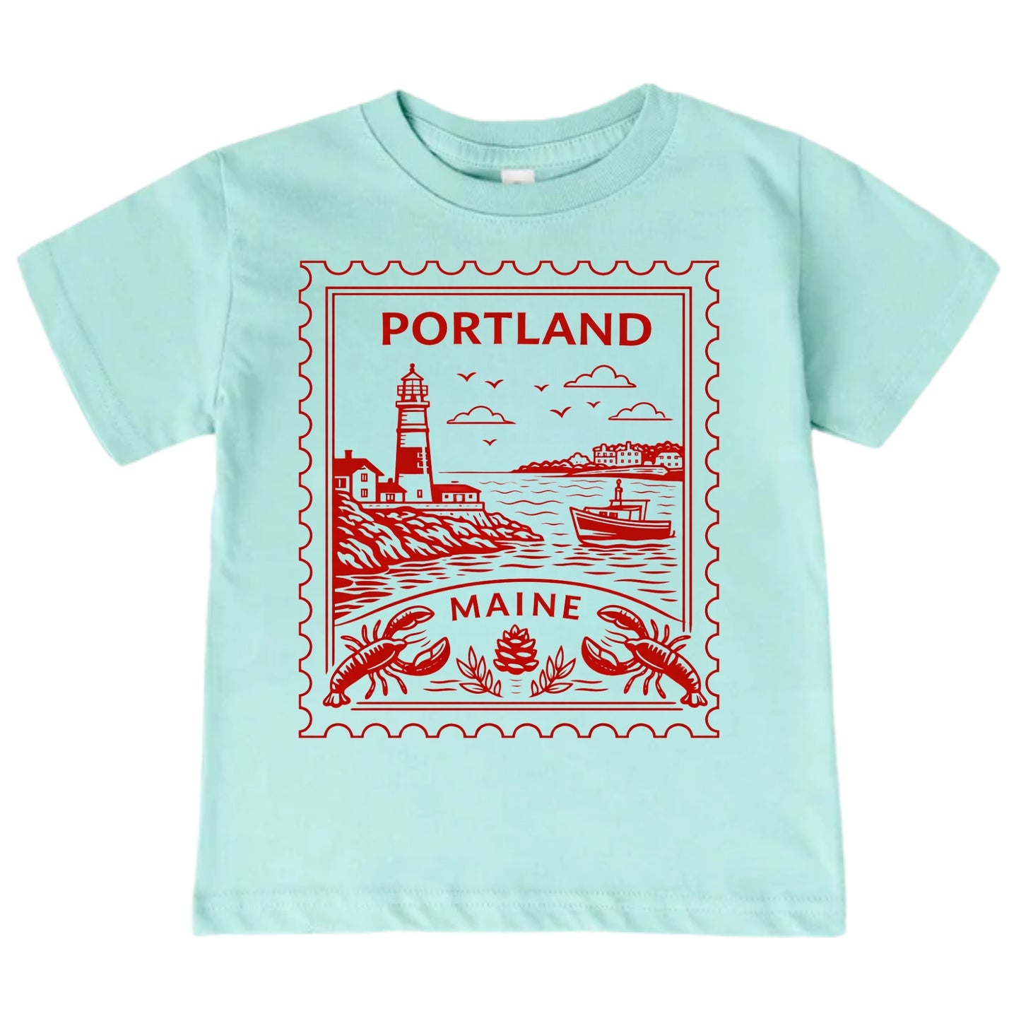 Portland Maine Kids Vintage Postage Stamp T-Shirt