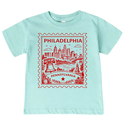 Philadelphia Pennsylvania Kids Vintage Postage Stamp T-Shirt