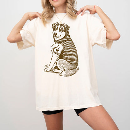 Australian Shepherd "I Love Mom" Tattoo Shirt