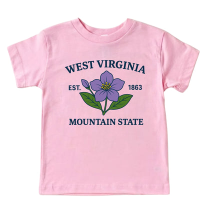West Virginia Rhododendron Floral Kids T-Shirt