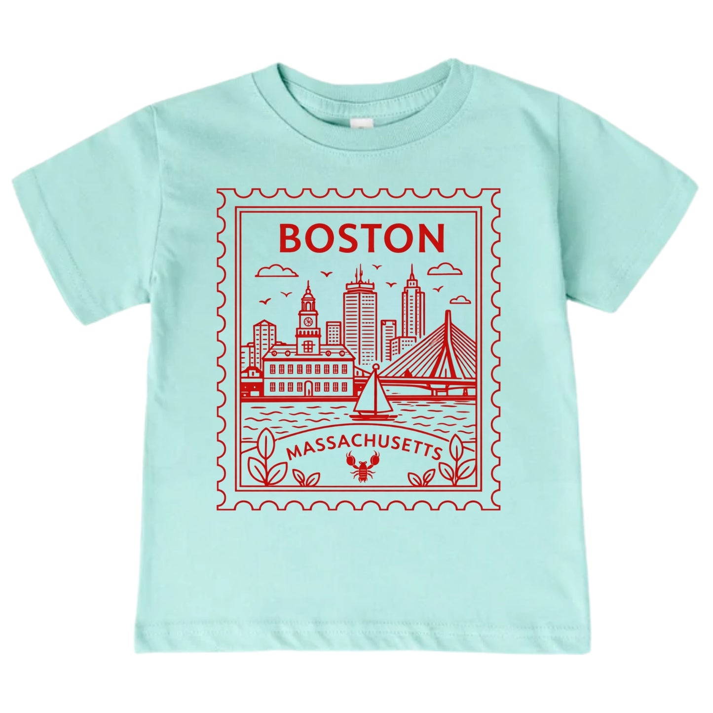 Boston Massachusetts Kids Vintage Postage Stamp T-Shirt