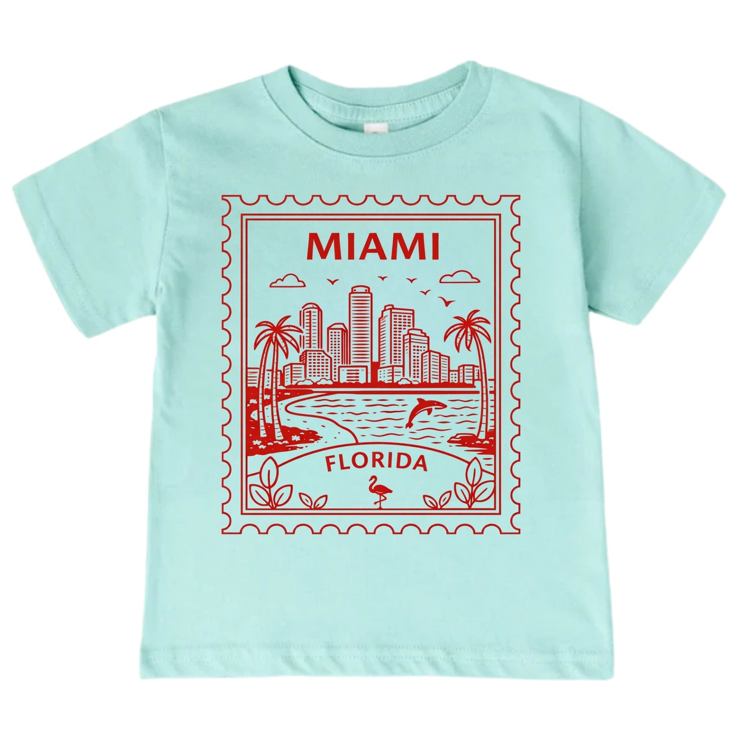 Miami Florida Kids Vintage Postage Stamp T-Shirt