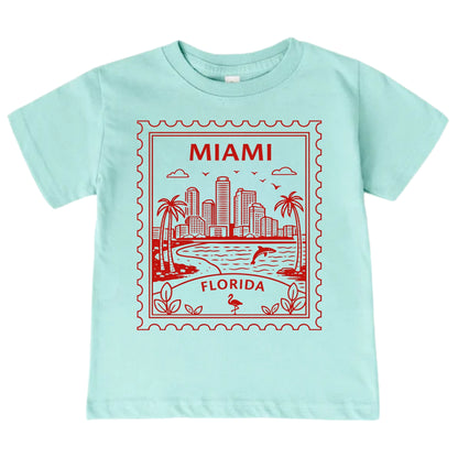 Miami Florida Kids Vintage Postage Stamp T-Shirt