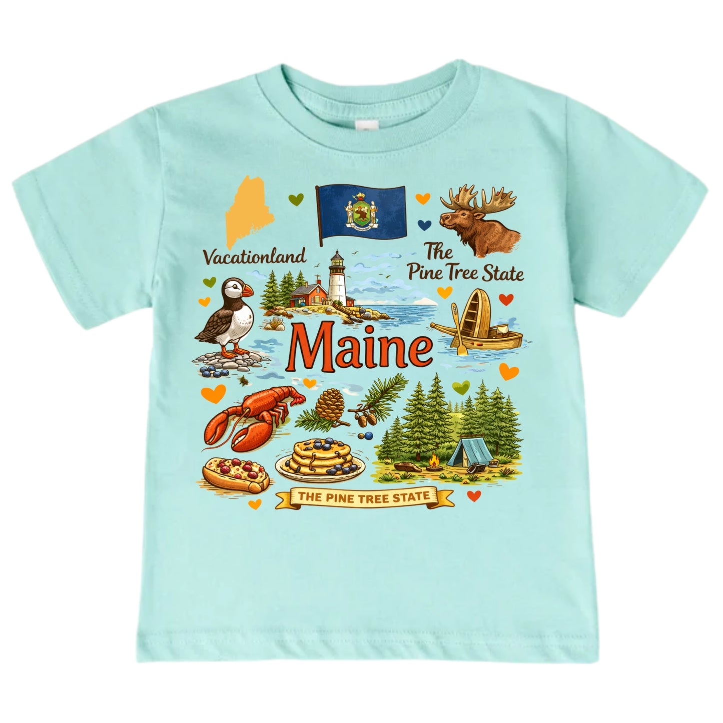 Maine State Symbols Kids T-Shirt