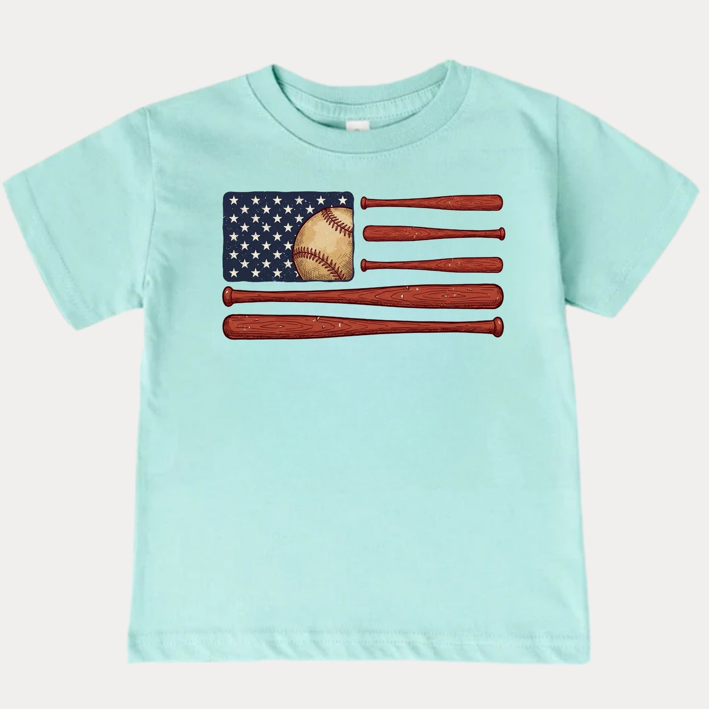 Kids Baseball USA Flag T-Shirt