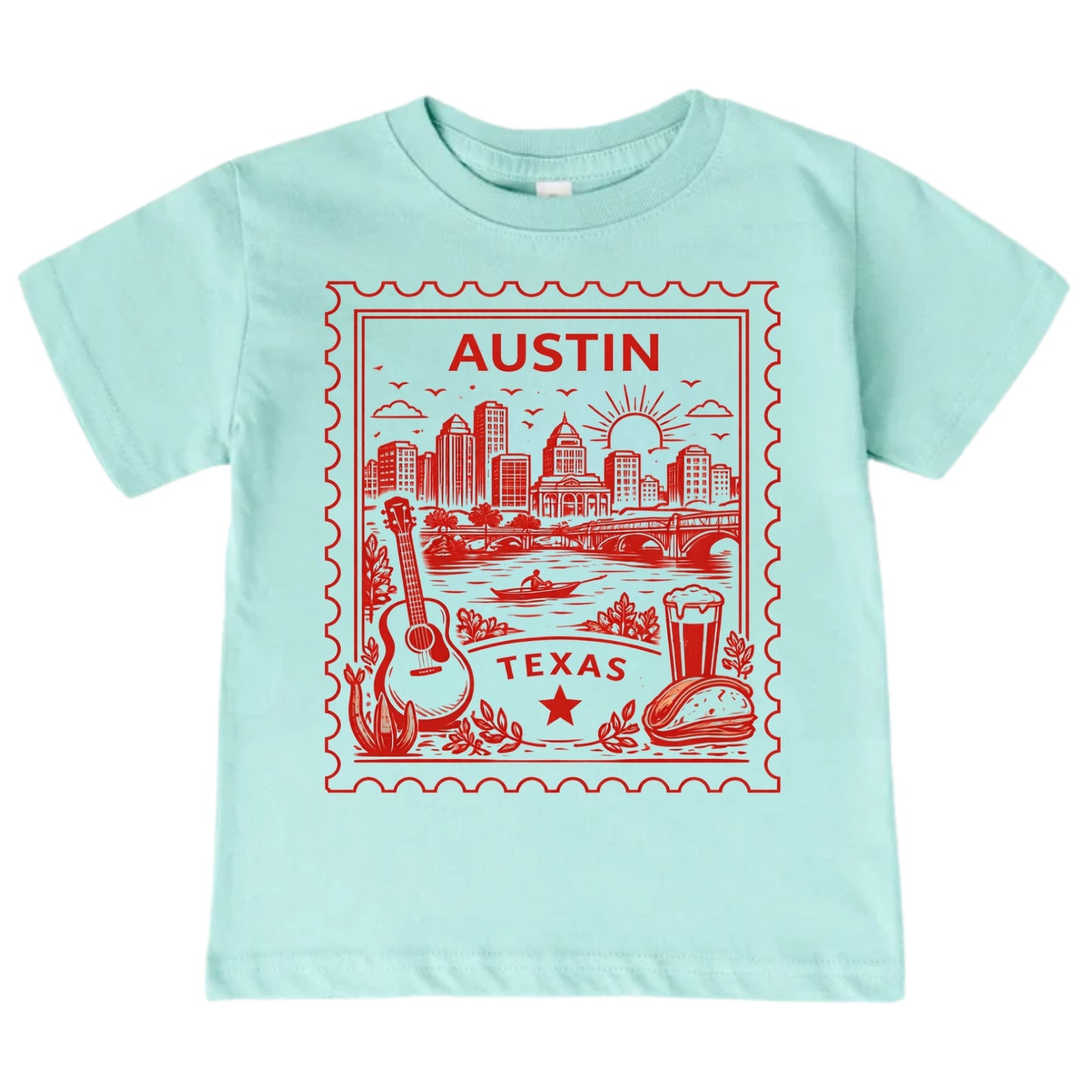 Austin Texas Kids Vintage Postage Stamp T-Shirt