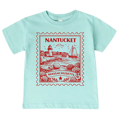 Nantucket Massachusetts Kids Vintage Postage Stamp T-Shirt