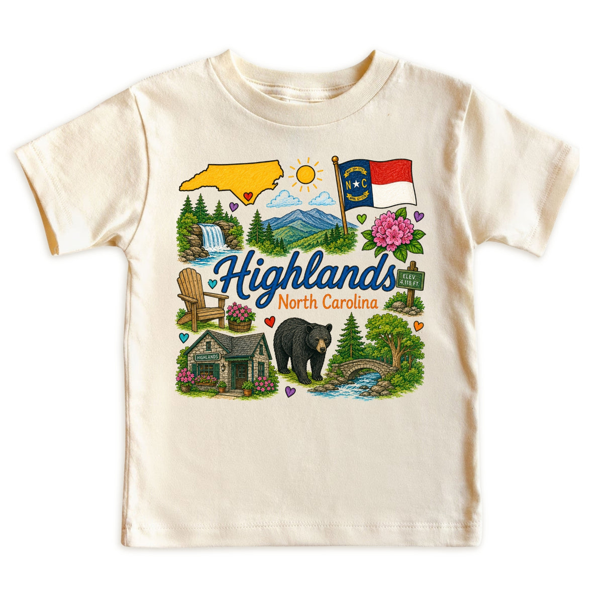 Highlands North Carolina Kids T-Shirt
